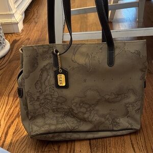 Alviero Martini Brown Map Print Tote